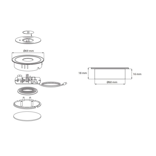 Tr�dl�s Oplader til Mobiltelefon - �60 mm - 15W