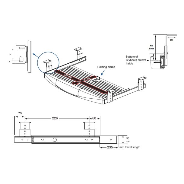 Tastaturudtrk med Kuglepenslomme - Gr