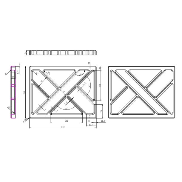 Universal Pennebakke 342x267x24mm - Sort