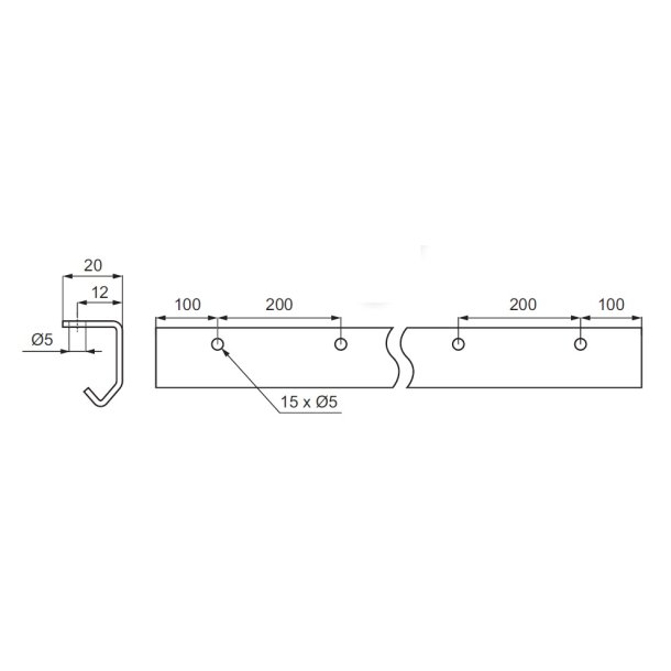 Skydedrsskinne KG30 -  3 Meter - Aluminium