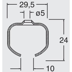 Skydedrsskinne KG40/KG75 -  2 Meter - Stl