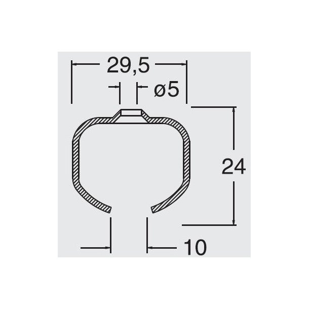 Skydedrsskinne KG40/KG75 -  2 Meter - Stl