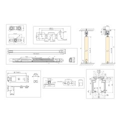 Skydedrsbeslagst "Hank" med Softclose - 2 Meter