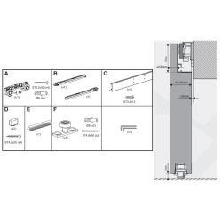 Skjult skydedrsbeslagst "Ghost" med Softclose - 1 Meter