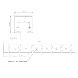 Skydedrsskinne KG100 -  2 Meter - Aluminium