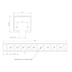 Skydedrsskinne KG100 -  3 Meter - Aluminium