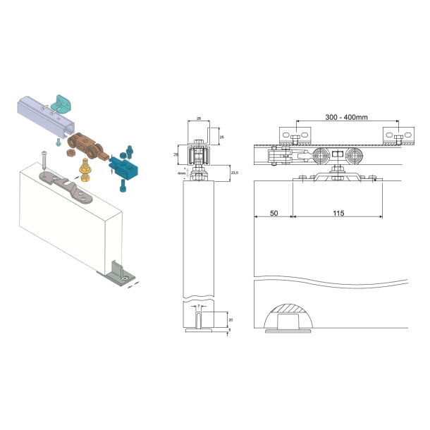 Skydedrsbeslagst til KG80 System