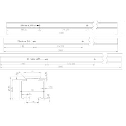 Skydedrsskinne KG80 -  3 Meter - Aluminium