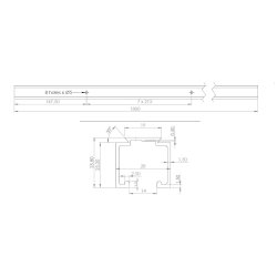 Skydedrsskinne KG80 -  1,8 Meter - Aluminium