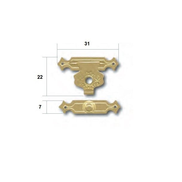 Mini Lukkebeslag "Njord" - Formessinget - 22x31mm