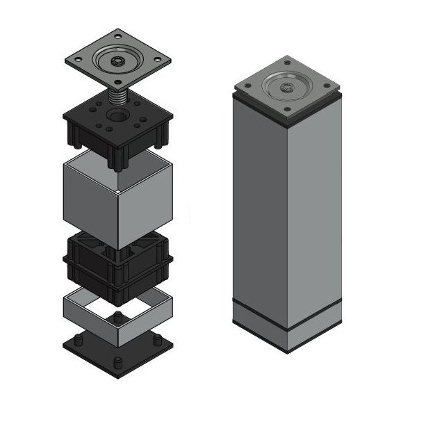 DIY Mbelben "Niko" - 40x40mm Fod - Alu Finish